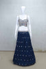 Stunning Navy Blue Lehenga with Embroidered Multicolor Jacket - Mangaldeep NX