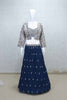 Stunning Navy Blue Lehenga with Embroidered Multicolor Jacket - Mangaldeep NX