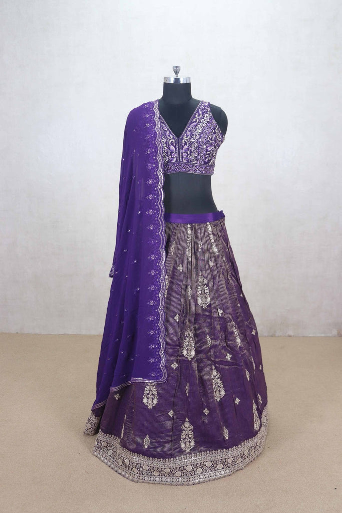 Stunning Purple Embroidered Lehenga Choli with Dupatta - Mangaldeep NX