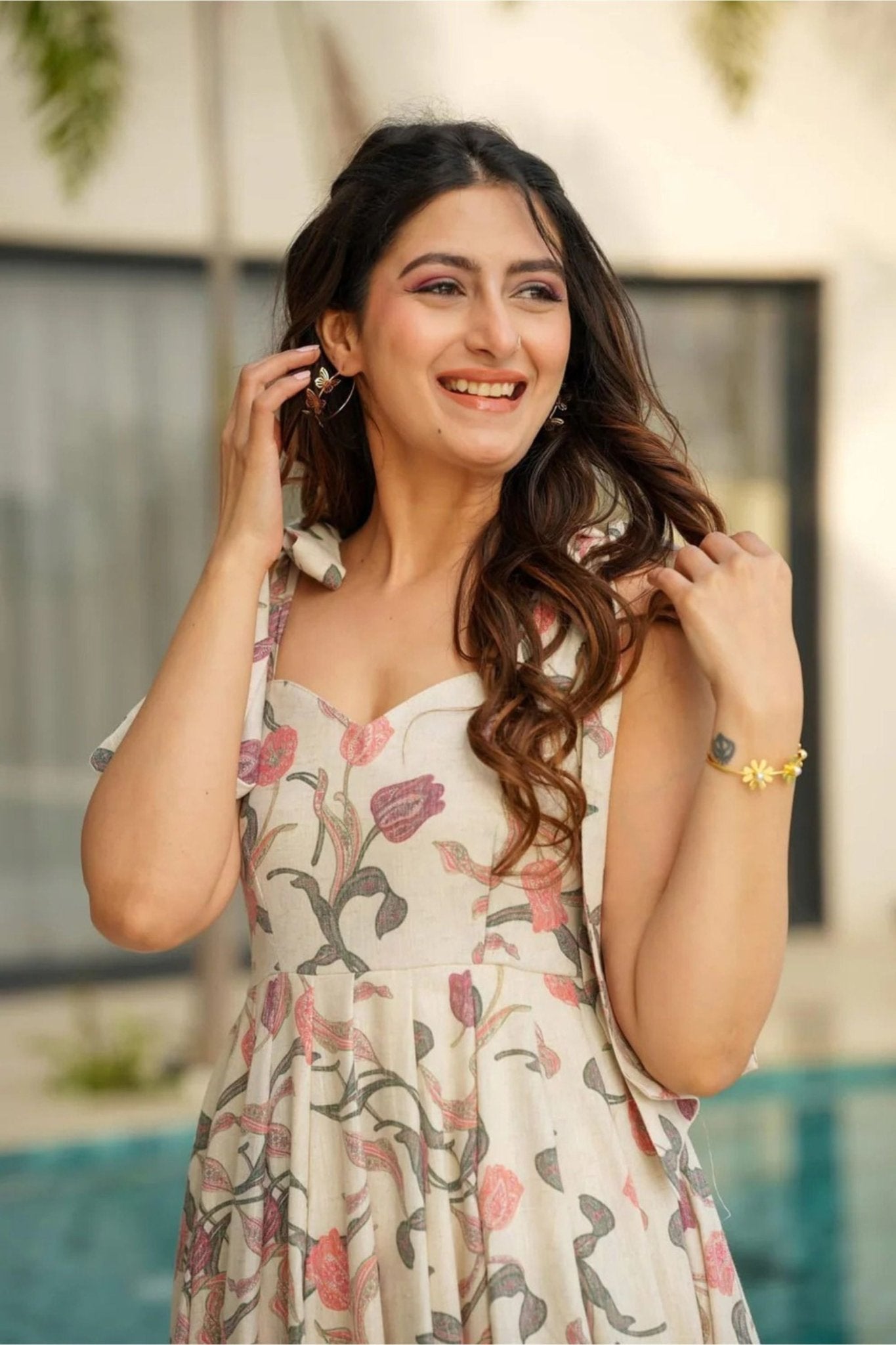 Stylish Pink Floral Floor Length Printed Kurti - Mangaldeep NX