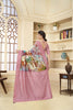 Stylish Pink Linen Silk Saree with Multicolor Abstract Floral Print and Subtle Zari Work - Mangaldeep NX