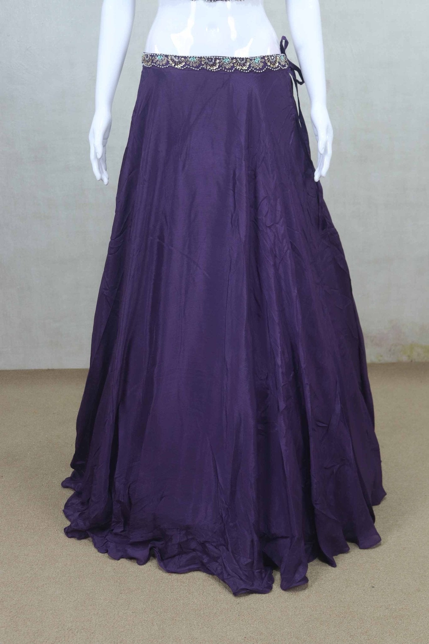 Stylish Purple Embroidered Crop Top Style Lehenga Choli - Mangaldeep NX