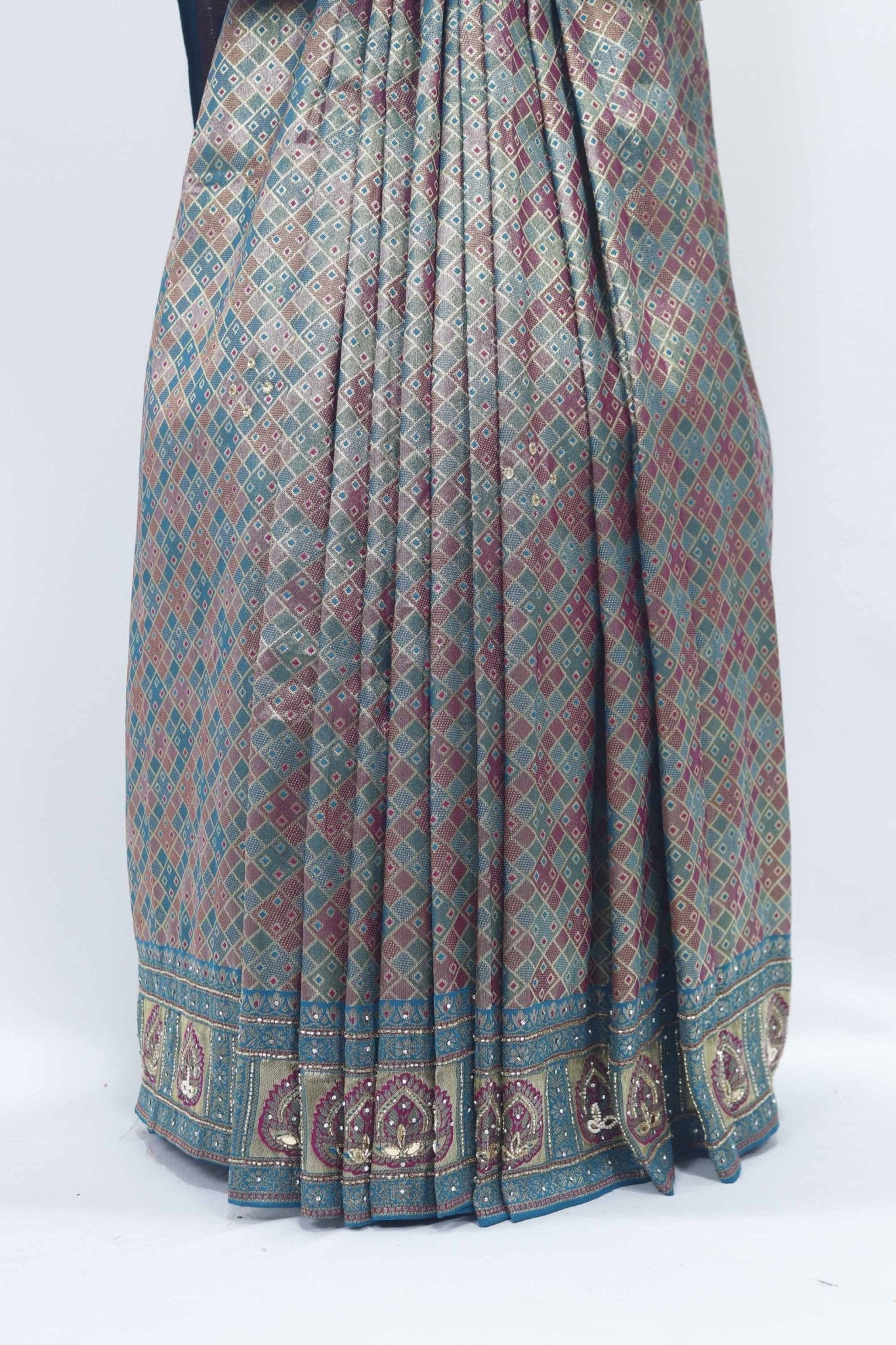 Teal Banarasi Bandhani Saree with Elegant Pallu for Party Wear - Mangaldeep NX