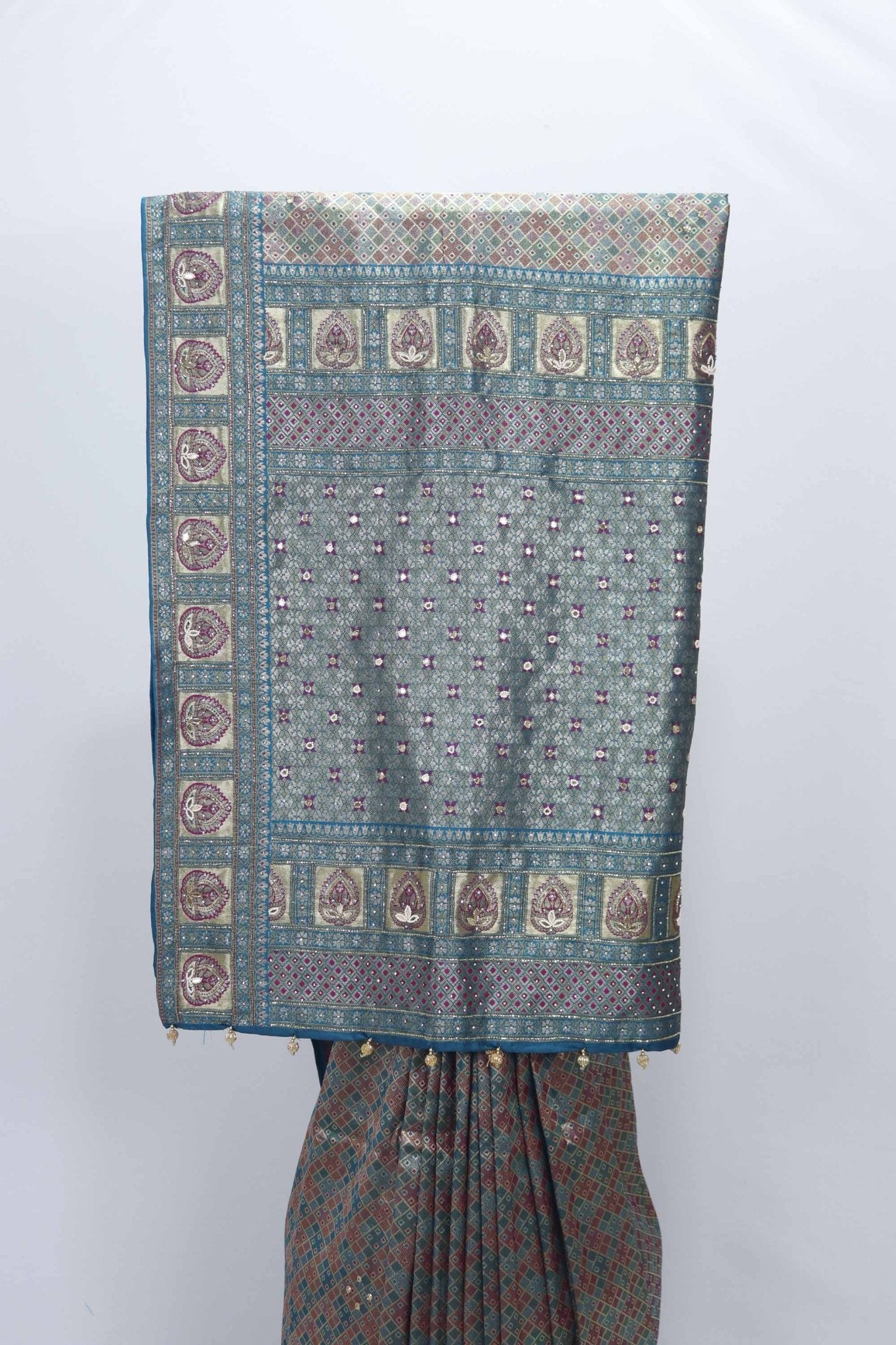 Teal Banarasi Bandhani Saree with Elegant Pallu for Party Wear - Mangaldeep NX