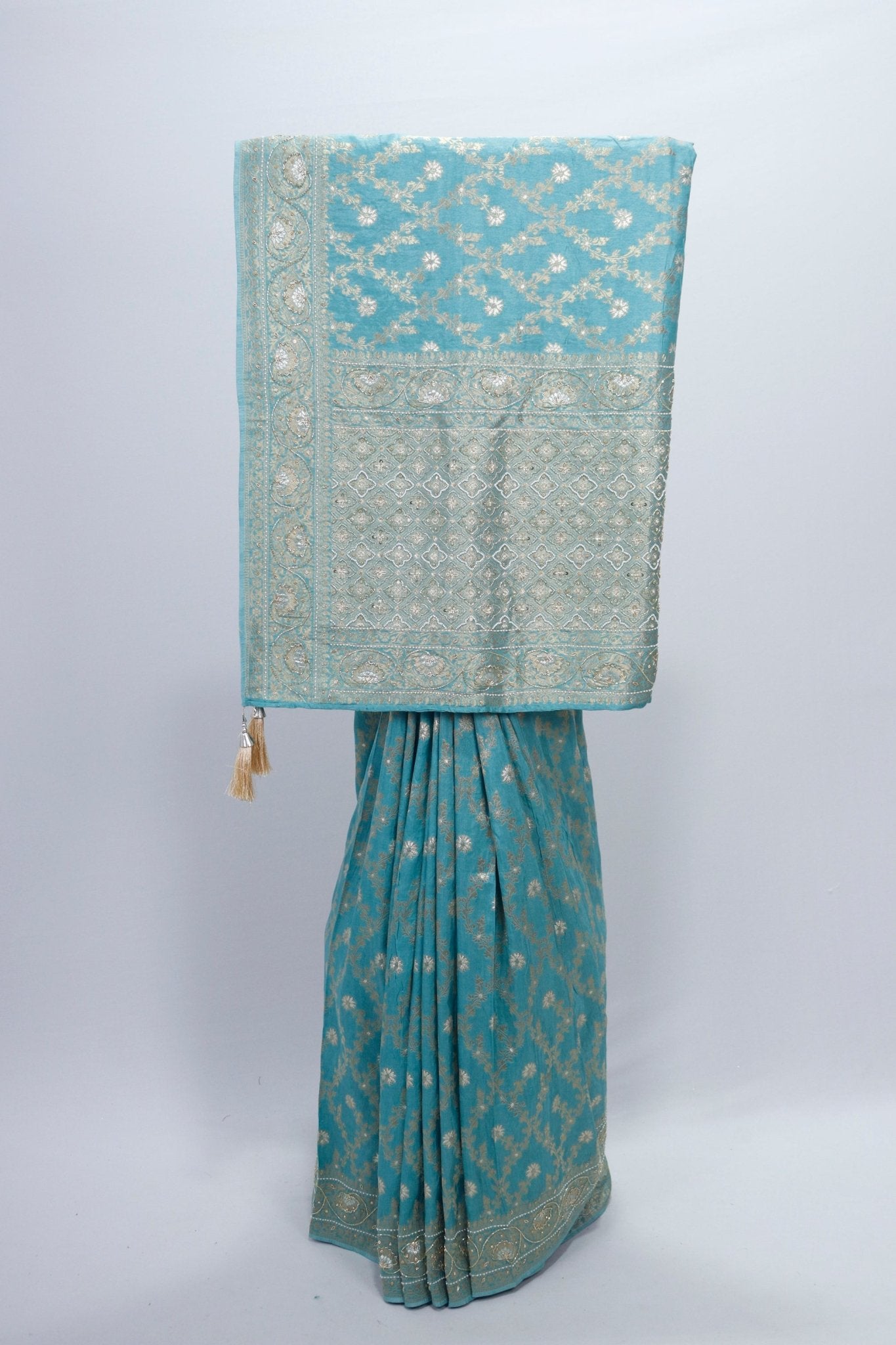Teal Blue Banarasi Silk Saree with Zari Weaving and Rich Pallu - Mangaldeep NX