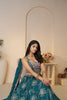 Teal Blue Floral Embroidered Lehenga Choli Set with Sequins and Dupatta - Mangaldeep NX
