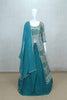 Teal Blue Mirror Work Georgette Jacket Style Lehenga Choli Set with Dupatta - Mangaldeep NX