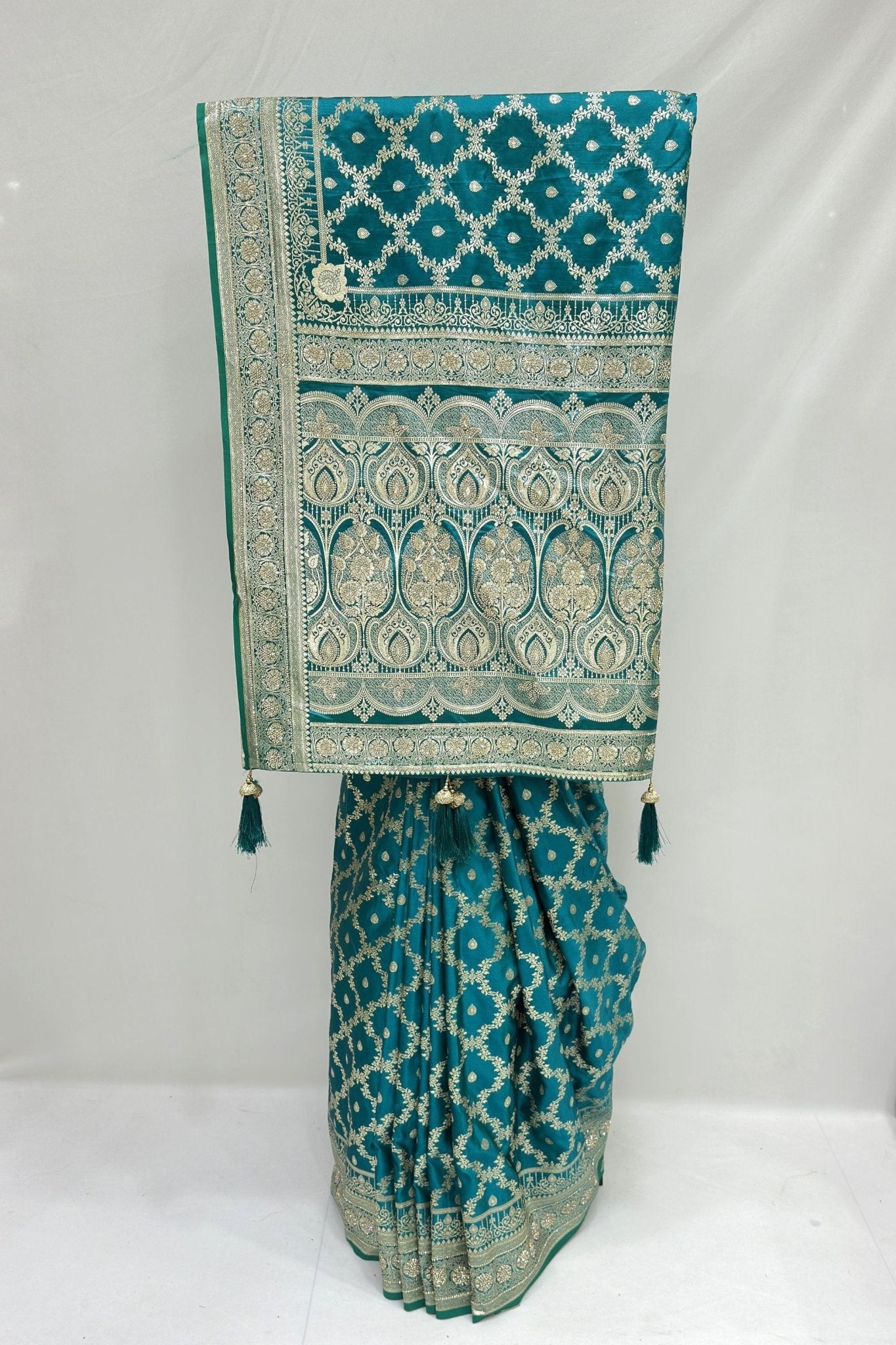 Teal Green Banarasi Silk Saree - Mangaldeep NX