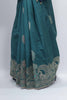 Teal Green Banarasi Silk Saree with Silver Zari Embroidery and Peacock Motifs - Mangaldeep NX