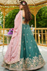 Teal Green Chiffon Embroidered Lehenga Choli with Floral Sequin Work and Pink Dupatta - Mangaldeep NX