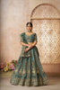 Teal Green Embroidered Lehenga Choli with Dupatta - Mangaldeep NX