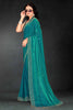 Teal Green Sequin Embellished Party Wear Fandy Silk Saree with Golden Scallop Border - Mangaldeep NX