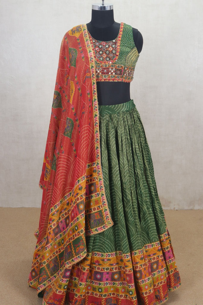 Traditional Green Bandhani Lehenga Choli - Mangaldeep NX