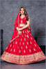 Traditional Red Embroidered Silk Lehenga Choli Set with Zari and Mirror Work Dupatta - Mangaldeep NX