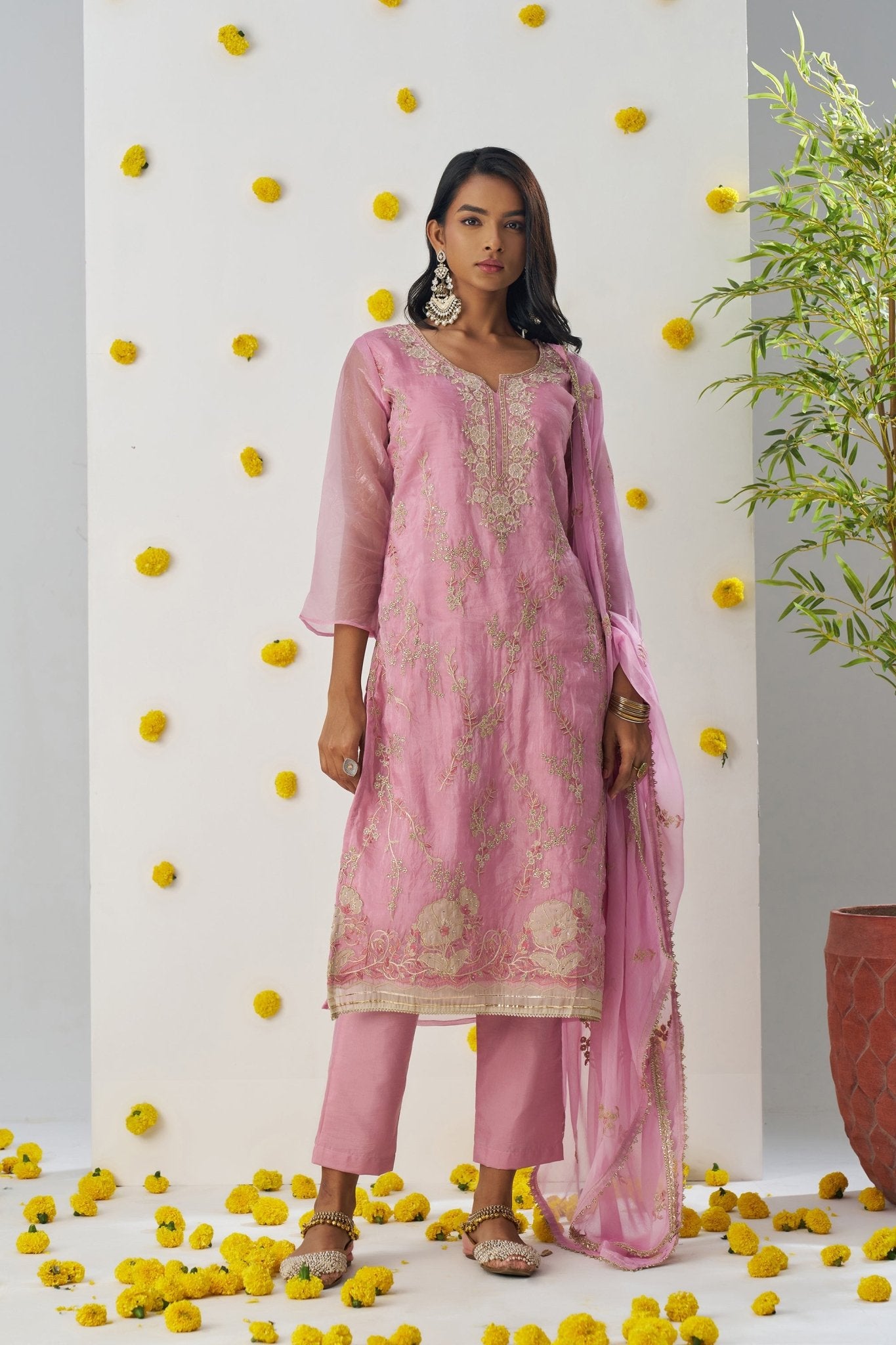 Trendy Light Pink Chiffon Embroidered Salwar Suit - Mangaldeep NX