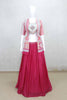Trendy Pink and Aqua Blue Crop Top Lehenga Set with Printed Jacket - Mangaldeep NX