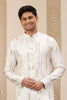 White and Gold Embroidered Kurta Pajama Set for Men - Mangaldeep NX