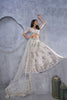 White Embroidered A - Line Lehenga Choli with Sequins and Peacock Motifs - Mangaldeep NX