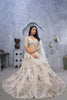 White Embroidered A - Line Lehenga Choli with Sequins and Peacock Motifs - Mangaldeep NX