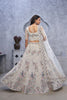 White Embroidered A - Line Lehenga Choli with Sequins and Peacock Motifs - Mangaldeep NX