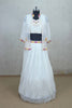 White Embroidered Crop Top Lehenga Set with Sheer Jacket - Mangaldeep NX