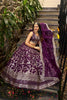 Wine Embroidered Silk Lehenga Choli Set with Mirror Work and Sequin Dupatta - Mangaldeep NX