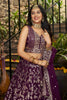 Wine Embroidered Silk Lehenga Choli Set with Mirror Work and Sequin Dupatta - Mangaldeep NX