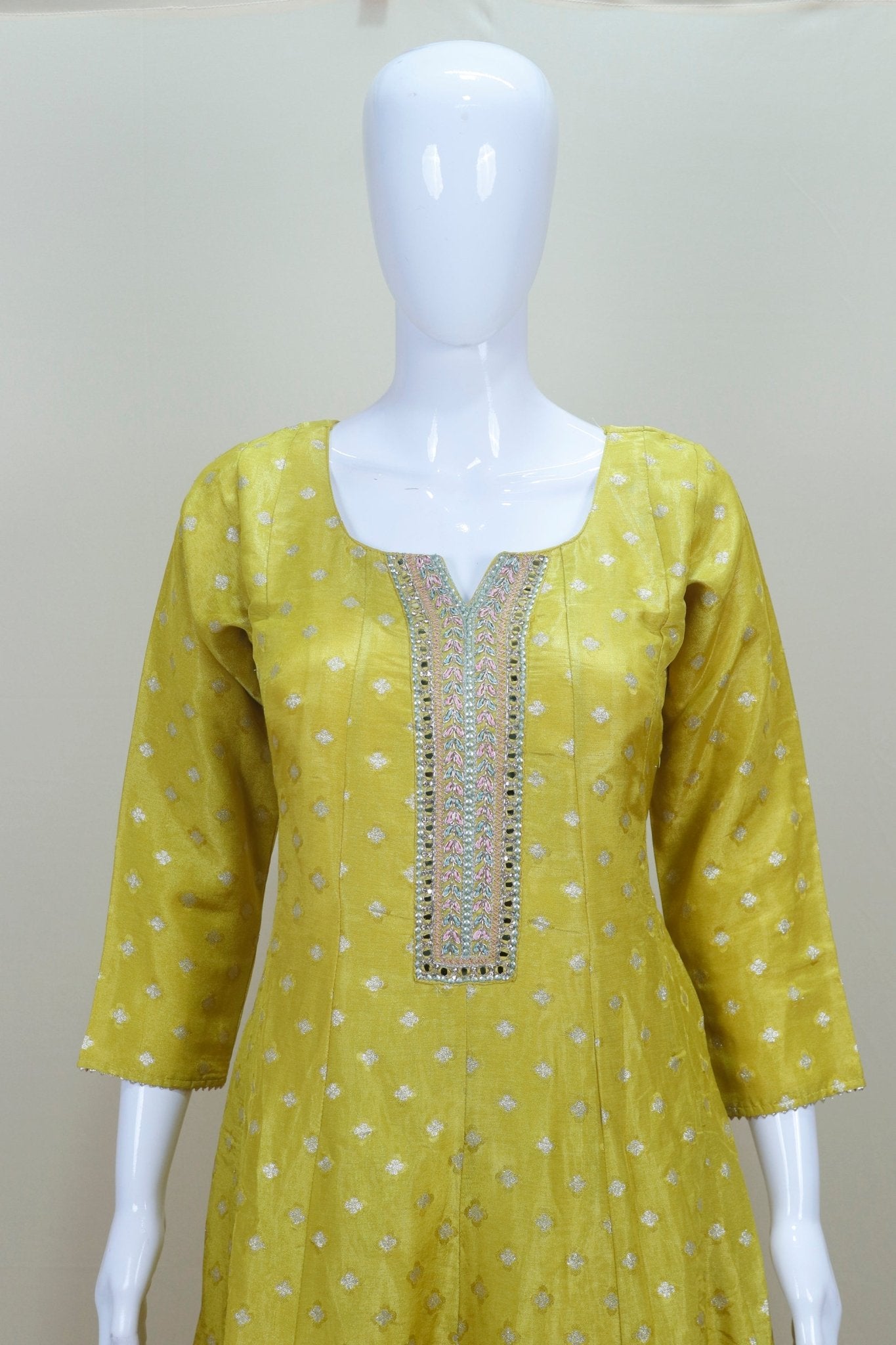 Women's Yellow Embroidered Anarkali Suit with Dupatta Elegant Indian Ethnic Wear for Festive and Party Occasions - Mangaldeep NX
