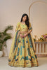 Yellow Embroidered Lehenga Choli with Elephant Motifs and Sequin Embellished Dupatta - Mangaldeep NX