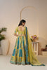 Yellow Embroidered Lehenga Choli with Peacock Motifs and Blue Sequin Work Dupatta - Mangaldeep NX
