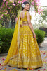 Yellow Embroidered Silk Lehenga Choli Set with Mirror Work and Sequin Dupatta - Mangaldeep NX