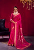 Pink Katan Silk Saree Handloom Weaving Designer Gold Zari Border