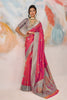 Pink Pure Kanjivaram Silk Saree Pink Silver Zari Border Traditional Banarasi Saree