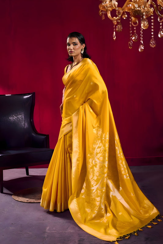 Mustard Yellow Silk Saree Designer Traditional Saree