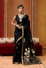 Classic Black Silk Blend Saree with Gold Zari Border Floral Woven Pallu