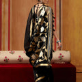 Classic Black Silk Blend Saree with Gold Zari Border Floral Woven Pallu