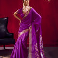 Royal Purple Silk Saree Designer Saree with Gold Zari Border