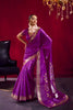 Royal Purple Silk Saree Designer Saree with Gold Zari Border