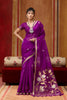 Royal Purple Silk Blend Saree with Gold Zari Border Floral Woven Pallu 