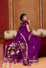Royal Purple Silk Blend Saree with Gold Zari Border Floral Woven Pallu