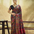 Elegant Black Kashmiri Silk Pashmina Weaving Saree for Women