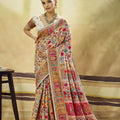 Graceful Cream Kashmiri Silk Pashmina Weaving Saree for Women