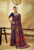 Royal Navy Blue Kashmiri Silk Pashmina Weaving Saree for Women