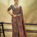 Stylish Grey Kashmiri Silk Pashmina Weaving Saree for Women