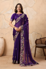 Designer Purple Embroidered Georgette Saree with Matching Blouse