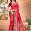Luxury Rani Pink Soft Silk Jacquard Weaving Saree for Women