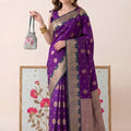 Elegant Purple Silk Weaving Saree with Zari Work for Women