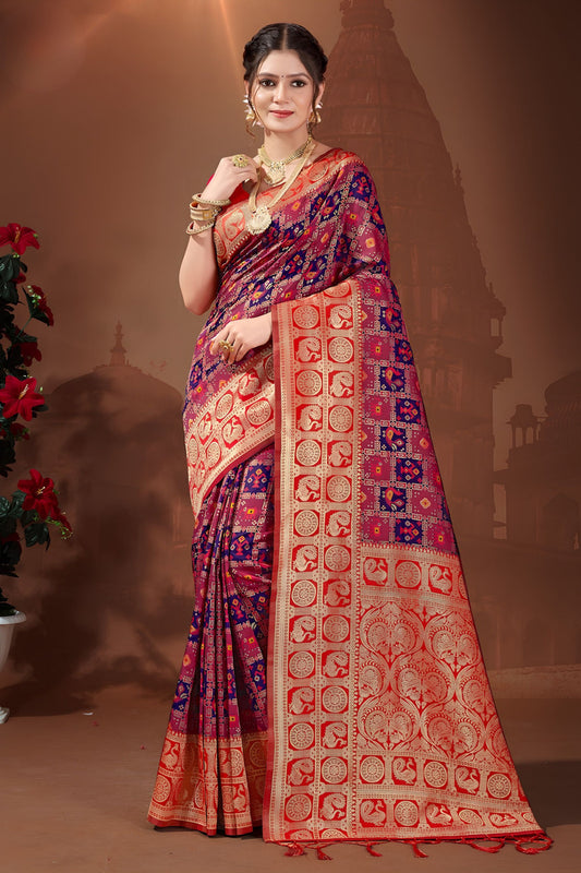 Traditional Royal Blue Patola Silk Weaving Work Designer Saree for Women