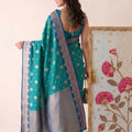 Stylish Teal Green Silk Saree with Zari Weaving Work for Women