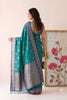 Stylish Teal Green Silk Saree with Zari Weaving Work for Women
